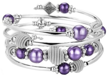 Bulinlin Silber Wickelarmband mit Naturstein Perlen Boho Mehrschichtiges Damen Armbänder Geburtstags Modegeschenk für Frauen