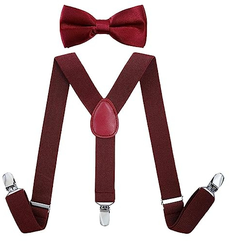 Mini Mart Online Limited Set papillon e bretelle per ragazzi, 60 cm, Borgogna, 7 3/8