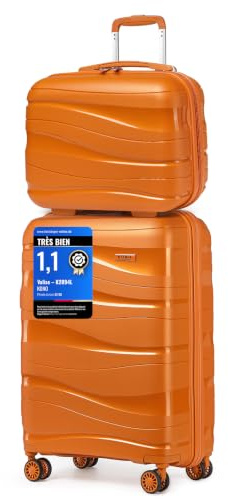 Kono Set 2 Valises Voyage Cabine Rigides 55cm Vanity Case TSA,Orange