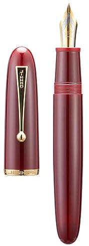 Jinhao 9019 Fountain Pen Dadao Series Wine Red Gold Trim #8 Fine Point Large Converter Smooth Writing Instrument