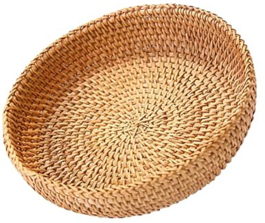 Abaodam Handmade Rattan Candy Box Storage Tray Tea Cans Plate Home Decorative Dish