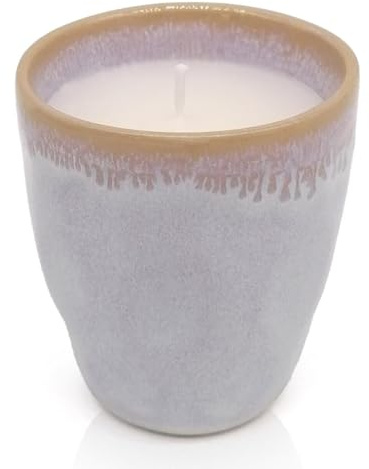 Mea-Living STONEWARE Kerze im Espressobecher polarweiß, handgemachtes Steingut, 150 ml, wunderschönes Geschirr mit Kerze