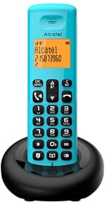 ALCATEL E260 - Telefono fisso cordless DECT - Design compatto - Grande display retroilluminato - Vivavoce - Funzione blocco chiamate indesiderate - Blu