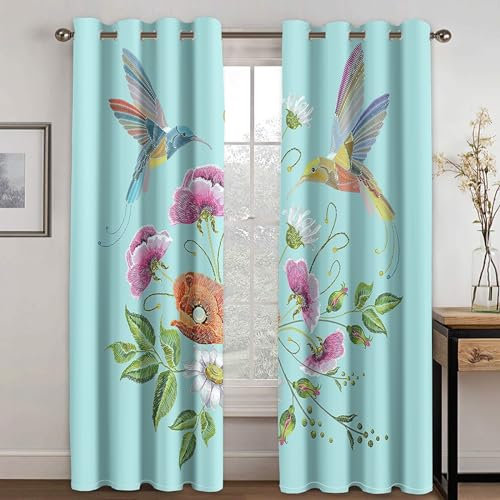 MTBDDyyds Vorhänge Für Kinderzimmer Jungen - 3D Pflanzen Blumen Muster 300X280Cm - Kinderzimmervorhänge Mit Ösen, Verdunkelungsvorhang Gardinen Schals Vorhang Blickdicht
