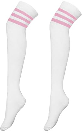 Werownsgso Dam knästrumpor overknee strumpor randiga strumpor fe mjuka sportstrumpor knästrumpor för cosplay sport