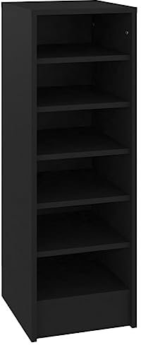 HETFTJN Camping Regal Schuhaufbewahrung Platzsparend Camping Schrank Küchenregal Schmal - Schuhschrank Schwarz 31,5x35x90 cm Holzwerkstoff für Schlafzimmer Eingangshalle Garderobe Hauswirtschaftsraum