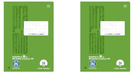 Staufen premio Vokabelheft - 2 Hefte je 40 Blatt, DIN A4, Lineatur 54 (Vokabelheft mit 2 Trennlinien), 90 g/m² Recyclingpapier, runde Ecken verhindern „Eselsohren“ (Packung mit 2)