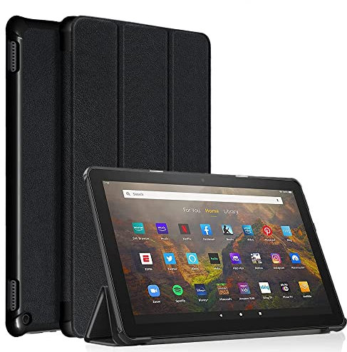 ODQQDO Fire HD 10 Tablet Hülle für Amazon Kindle Fire HD 10 & 10 Plus(13 Generation,2023), PU Leder mit Auto aufwachen/Schlaf Funktion,Nicht kompatibel mit iPad,Samsung(Black)