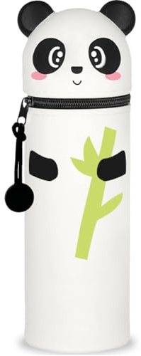 DGTSYAL 2 in 1 Weiche Federmäppchen - Kawaii Tischstifthalter, Reißverschluss, Silikon, Stiftetasche Buntstifte Marker, Büro, Uni, niedlicher Schulbedarf, Tier-Stifthalter (Bambus-Panda)