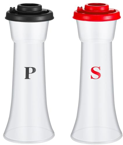 PIDUDU Lot de 2 salières et poivrières en plastique avec couvercles, anti-humidité, couvercles hermétiques, sans BPA, pour la maison, la cuisine, le restaurant, le camping (rouge et noir)