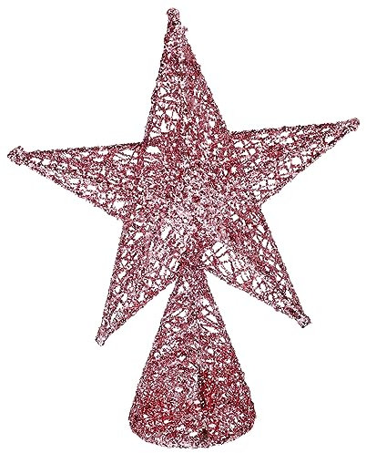 ABOOFAN Rosa Weihnachtsstern Baumschmuck Aus Eisendraht Glänzendes Pentagramm Deko-Ornament Für Weihnachtsbaum Und Festliche Innendekoration