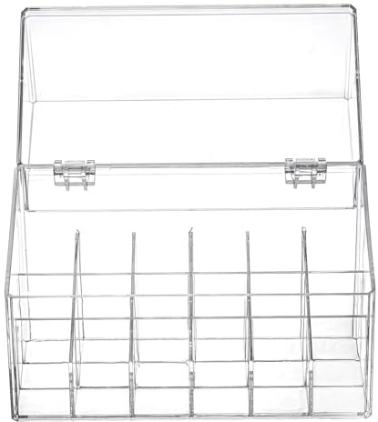 PINGANBUSU Lipstick Holder Display Case, 18 Slots Acrylic Organizer with Dust Cover, Lip Gloss Holder and Case for Vanity or Drawer, Cosmetic Display and Lipstick Storage Organizer