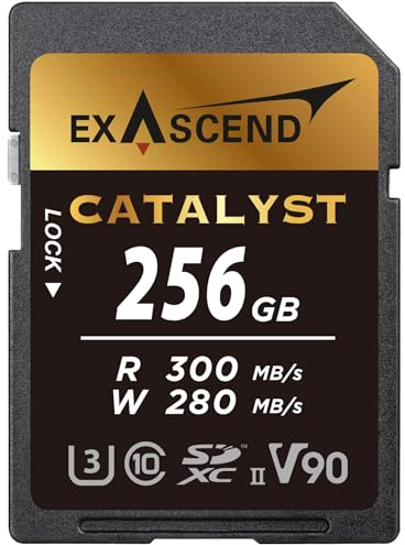 Exascend Catalyst - Tarjeta de memoria SDXC UHS-II V90 de 256 GB, 8K UHD de hasta 280 MB/s, velocidades de escritura, UHS-II, clase 10, U3, V90