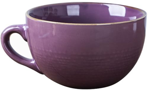 Disoza Grande tasse à café XXL Violet Tasse Céramique 700ml Tasses à soupe avec anse Grandes tasses Jumbo Tasses à thé Céréales Soupes Café Bol Porcelaine Tasse à soupe avec poignée