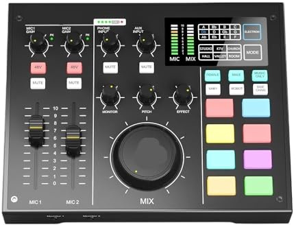Interface Audio équipement de Podcast Studio Carte Son mélangeur Tout-en-Un numérique,Compatibilité Universelle