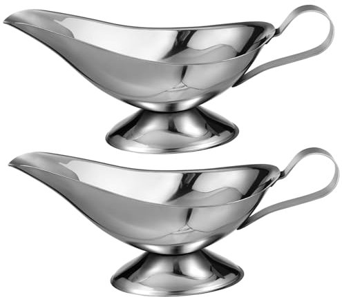 Alipis 2piezas Barco De De Acero Inoxidable Salsera Grande Jarra Para Salsa Salsera De Metal Con Separador De Salsa Suministros De Cocina Platos Para Servir Taza Para