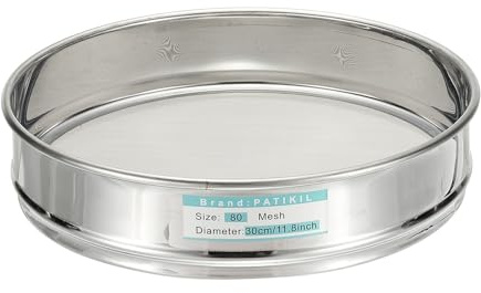 PATIKIL 80 Mesh(0.2mm) Lab Sieve, 11.8(30cm) Diameter 304 Stainless Steel Wire Cloth Fine Mesh Sieve for Industrial Laboratory Home Soil Sifter