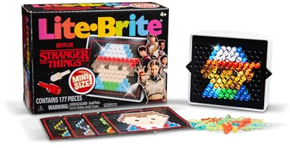 Lite Brite Basic Fun Stranger Things Mini – Light-Up Peg Toy with 4 Templates & 170 Colourful Pegs – Retro Creative Gift for Fans & Collectors