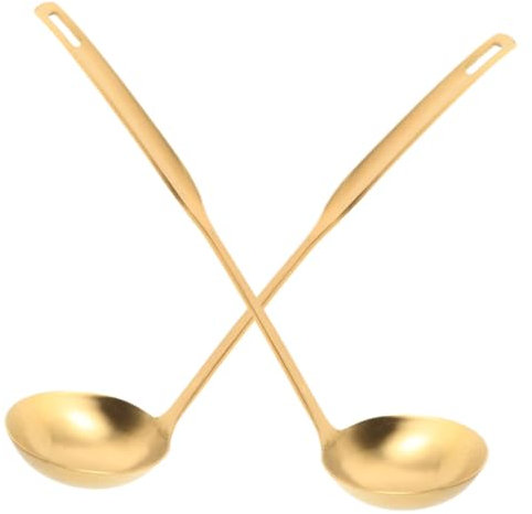 TIDTALEO 2pcs Heavy Duty Stainless Steel Soup Spoon Soup Ladle for Home Restaurant Wok Tool Stainless Steel Cooking Utensils Easy to Clean