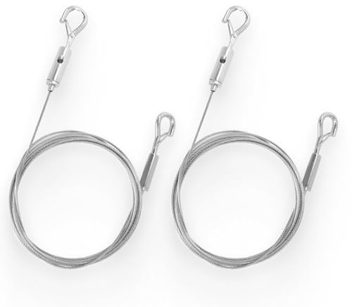2 stycken upphängningsvajer i rostfritt stål, justerbar 2 m x 1,5 mm stålvajer set för upphängning av bilder, speglar, lampor, paneler och dekoration – rostfritt, hållbart, enkelt att montera
