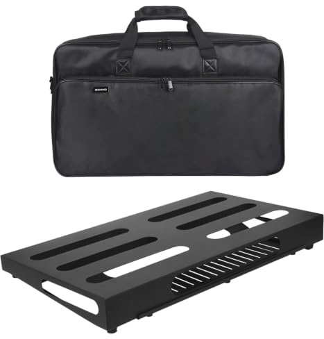 GOKKO Gitarren-Pedalboard, 56 x 31,5 cm, mit Netzteilhalterung, inklusive Tragetasche und Montagebändern (Schwarz, GKS-22B)