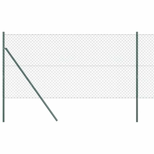 vidaXL Chain Link Fence with 7 Posts 1.4x10m Galvanized Steel Green