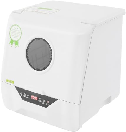 Mini lave-vaisselle de table, 800 W, avec 4 modes de lavage, portable, affichage LED, contrôle tactile, autonome, pour les familles de 2 à 5 personnes, blanc