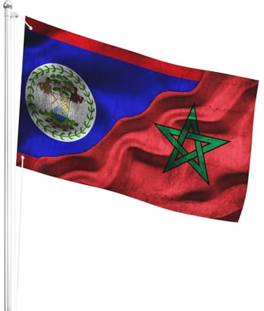 Résistants Aux Intempéries Drapeau De Jardin Bélizéen Marocain Marocain Pirate Drapeaux Diversité Drapeau Personnalisé Pour Cadeau De Noë, Décoration D'Halloween, Terrasse, 3X5 Ft