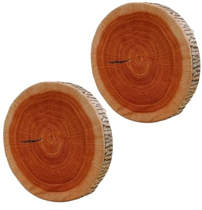 Generisch Holzscheit Kissen,Runde Wurfkissen Aus Holz | Natürliche Dekoauflage Realistisch 2er Set Für Wohnzimmer Schlafzimmer Camping Hotel Gemütliches Ambiente