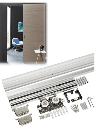 Kit de Puerta Corredera Fantasma - Riél Oculto y Amortiguador Silencioso - para Puertas de Madera y Aluminio de Armarios y Closets​(1.5 meters/4.9ft)