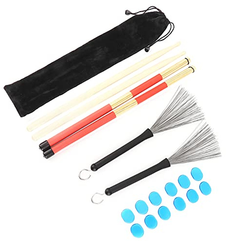 Cryfokt Brosse à Tambour, Kit de Pilon de Fils en Acier en Caoutchouc Complet et Texture Suffisante en Bambou avec Pinceau à Tambour pour les Enfants pour l'atelier de Réparation d'instruments de