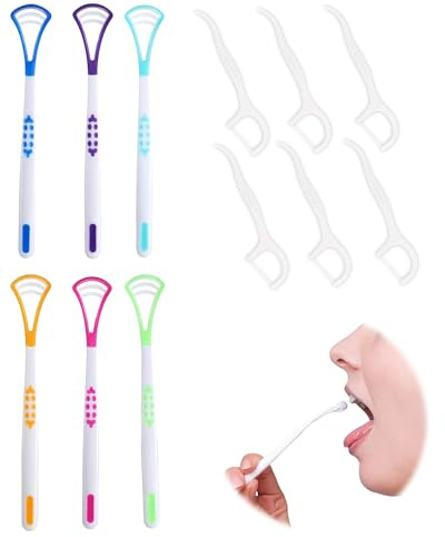 Thapncow 12 unidades 2 en 1 limpiador lingual para adultos y niños, raspadores de lengua, mejora tu higiene bucal, cepillo de lengua, cepillo de lengua suave reutilizable de doble cara