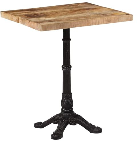 YuuSsea Bistrotisch 60x60x77 cm, Raues Mangoholz, Gusseisen, Esstisch für Küche, Esszimmer, Robuster Stehtisch, Langlebiger Beistelltisch