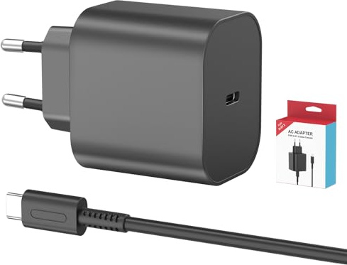 Netzteil für Switch 2, 60W Ladegerät mit 3M/10FT Ladekabel Kompatibel mit Nintendo Switch/OLED/Lite/Dock/Pro Controller/Deck, Unterstützt 4K-TV Modus