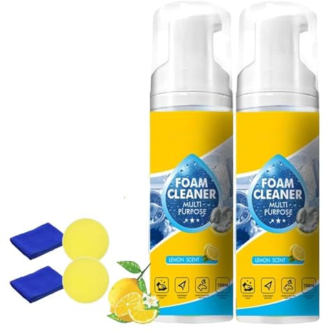 Nettoyant mousse puissant et multi-usages pour l'intérieur de voiture, nettoyant intérieur auto - Nettoyage puissant, spray nettoyant mousse sans rinçage tout usage, détachant moussant riche (2pc)