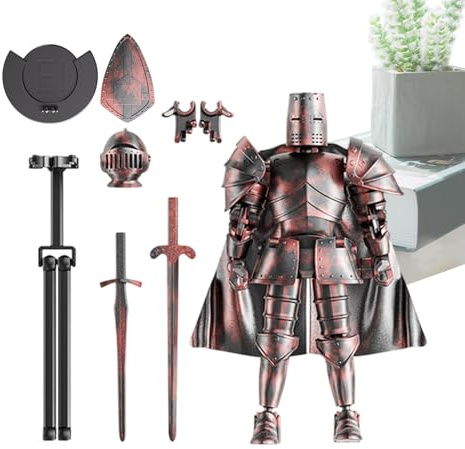 Modèle de figurine d'action - Figurine d'action de chevalier médiéval | Modèle complet du corps de chevalier médiéval multi-articulé | Figurines articulée articulée avec tête rotative à 360 degrés