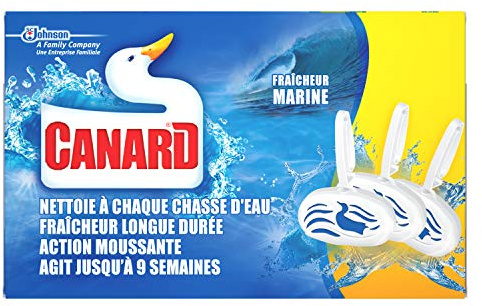 Canard Bloc WC Solide Marine Nettoyant WC Lot de 3 | Blocs WC solides nettoyants offrant une fraîcheur marine à chaque chasse d'eau