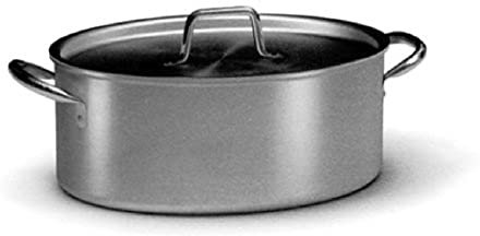Ballarini 7032.32 Casseruola Ovale, Due Maniglie in Alluminio Crudo con Coperchio, 32 Cm