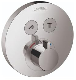 hansgrohe ShowerSelect S Modern Thermostatic Shower Valve Trim with Temperature Control and Diverter in Chrome, 15743001