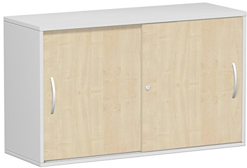 Gera Möbel Schranksystem Flex Anstell-Schiebetürenschrank, Holzdekor, ahorn/lichtgrau, 120 x 42.5 x 72 cm