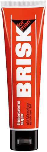 BRISK Crème coiffante super coiffante pour homme, tenue naturelle, le classique des années 50, nourrit et style, tube de 100 ml