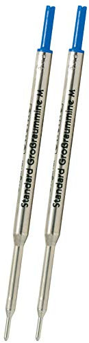 Online 2x Kugelschreiber Ersatzminen, Standard Großraum-Minen G1-Format Strichstärke M (mittel) Schriftfarbe blau, dokumentenecht, ISO 12757-2 G1