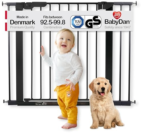 BabyDan Premier, Cancelletto per scale a pressione, 92. 5-99,8 cm, Cancelletto per bambini, metallo, nero, Made in Denmark - (Cancelletto per animali/cane)