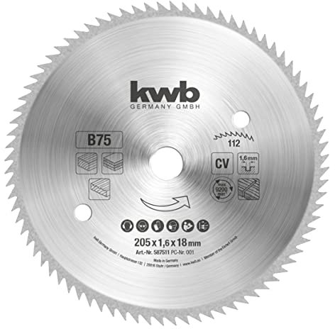 kwb Kreissägeblatt 205 x 18 mm, Made in Germany, sehr feine Schnitte, Sägeblatt geeignet für Holzpaneele, Profilholz und Weichholz