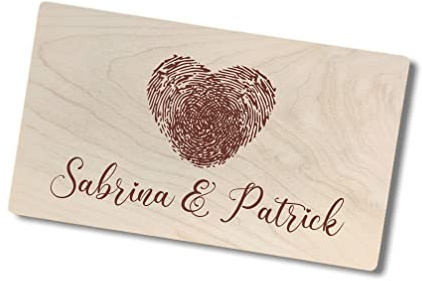 Frühstücks-Brettchen personalisiert mit Namen | Brettchen individuelle mit Fingerabdruck | Vesperbrett mit Namen | Vesperbretter mit Gravur als Hochzeit-Geschenk für Brautpaar oder Lieblingsmensch