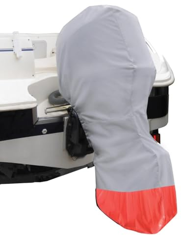 Oceansouth Universal-Vollabdeckung für Außenbordmotoren – 40–100 PS, Grau, Atlas Marine-Polyester 340 g/m², Wasserabweisend, UV-beständig, Reißverschluss mit Kordelzug