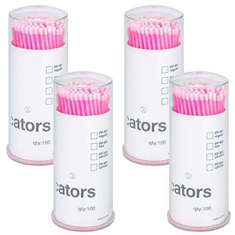 G2PLUS 400 Stück Microbürsten Wimpernbuerste Micro Applikatoren Pinsel Microbrush Stäbchen für Wimpernverlängerung,Rosa