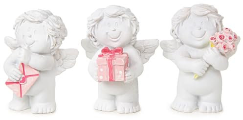 Logbuch-Verlag 3 kleine Schutzengel Engel Figuren Geschenk Weihnachten 5 cm rosa weiß Kleinigkeit für Kinder Kollegen Freunde