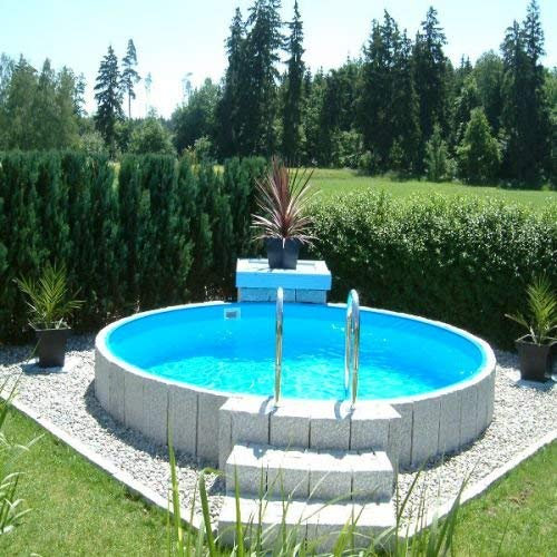 Poolzon Stahlwandpool rund 500x120 cm Rundpool, Stahlwandbecken mit Biesenfolie Stahlrahmenbecken 5x1,2m