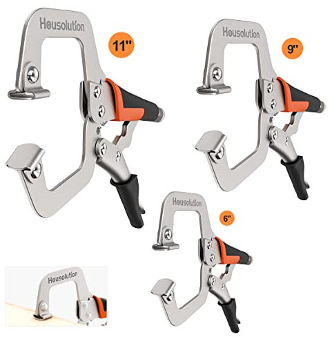 Housolution C-Zwingen Set, 3 Stück Rutschfest Schnellspannzwinge Zange Schwer Schraubstock C Klemme mit Drehgelenk Pads Schwenkschrauben für Schränke Schweißen Schnelle Einfache Montage, Schwarz